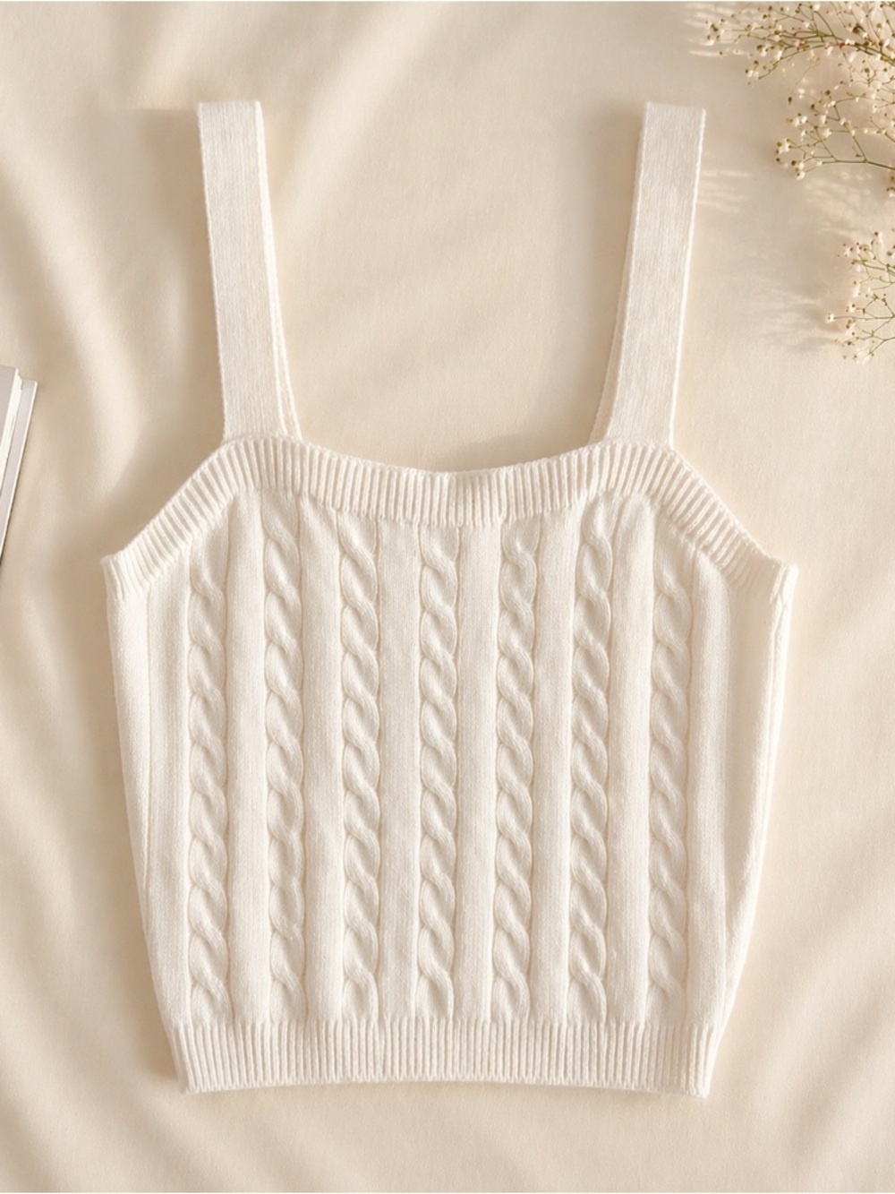 Cable Knit Tank Top | Minimalist Cotton Sweater Camisole | French Spring Layer